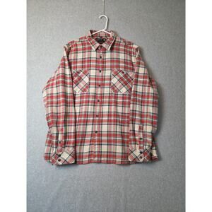 Arbor 100% Cotton White Orange Plaid LS Button Up Outdoor Flannel Shirt Mens XL